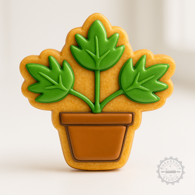 Decorated example 1 of Leaf Plant Cookie Cutter & Stamp Set, 6-Piece, Fondant & Cookie Mold in S/M/L Sizes