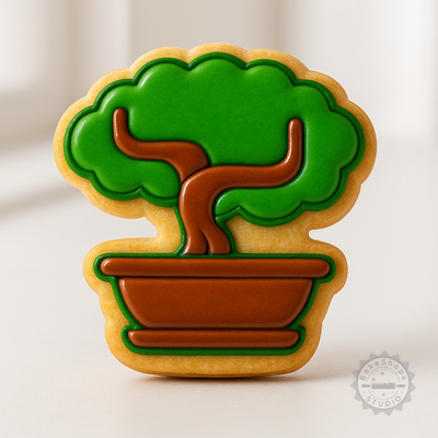 Decorated example 1 of Bonsai Tree Cookie Cutter and Stamp Set, Perfect for Cookies, Fondant, Includes S/M/L Sizes
