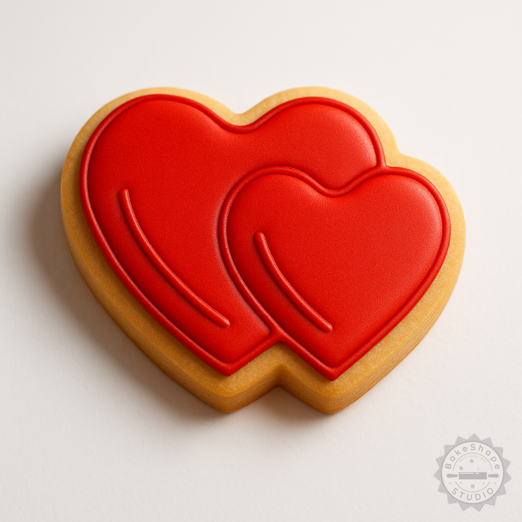 Decorated example 1 of Hearts Cookie Cutter and Stamp Set, Love Heart Baking Tools for Cookies and Fondant, 6 Pieces in 3 Sizes