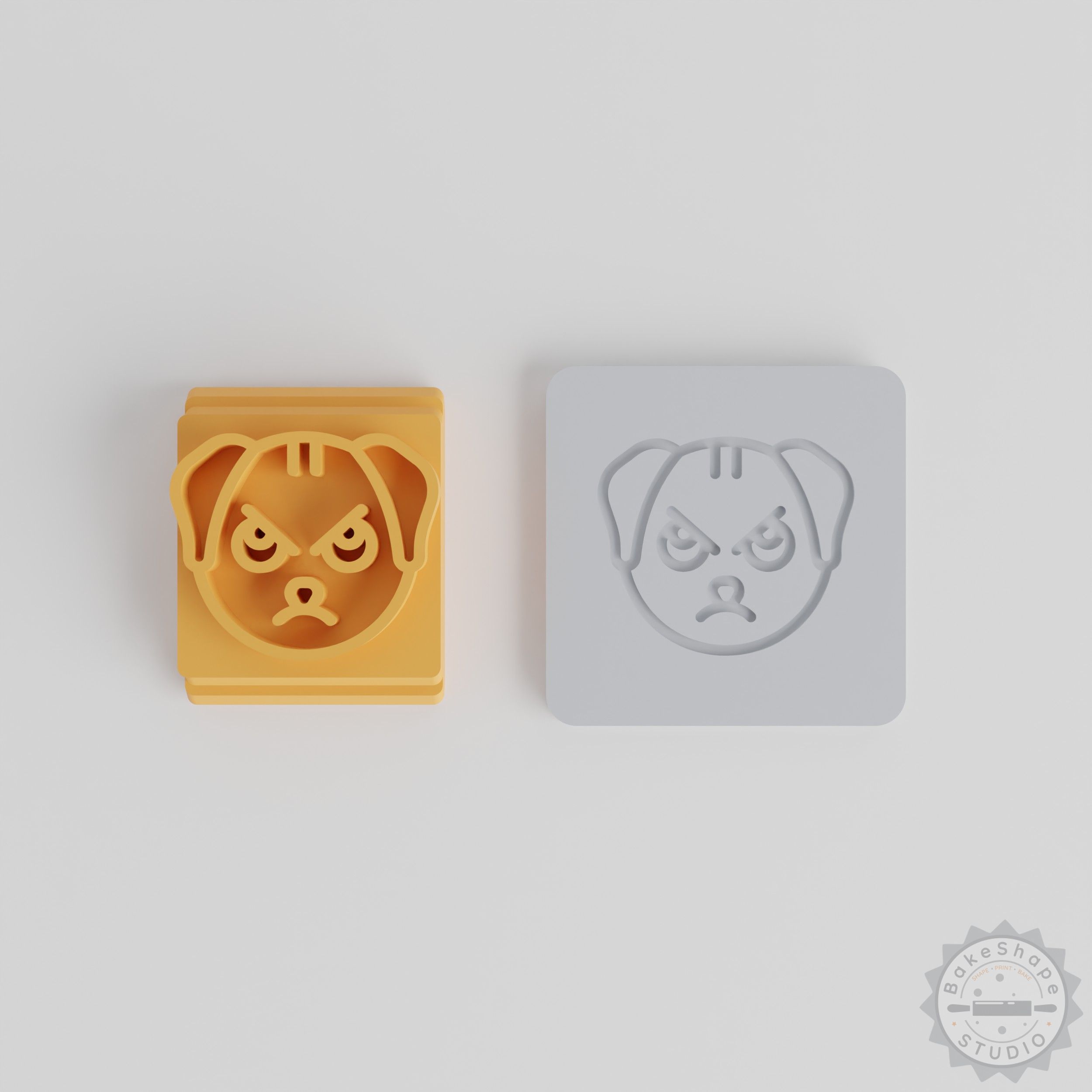 Angry Face Stamp Tile Set for Clay and Cookies, 5 Motif Sizes, Perfect for Fondant and Soft Materials