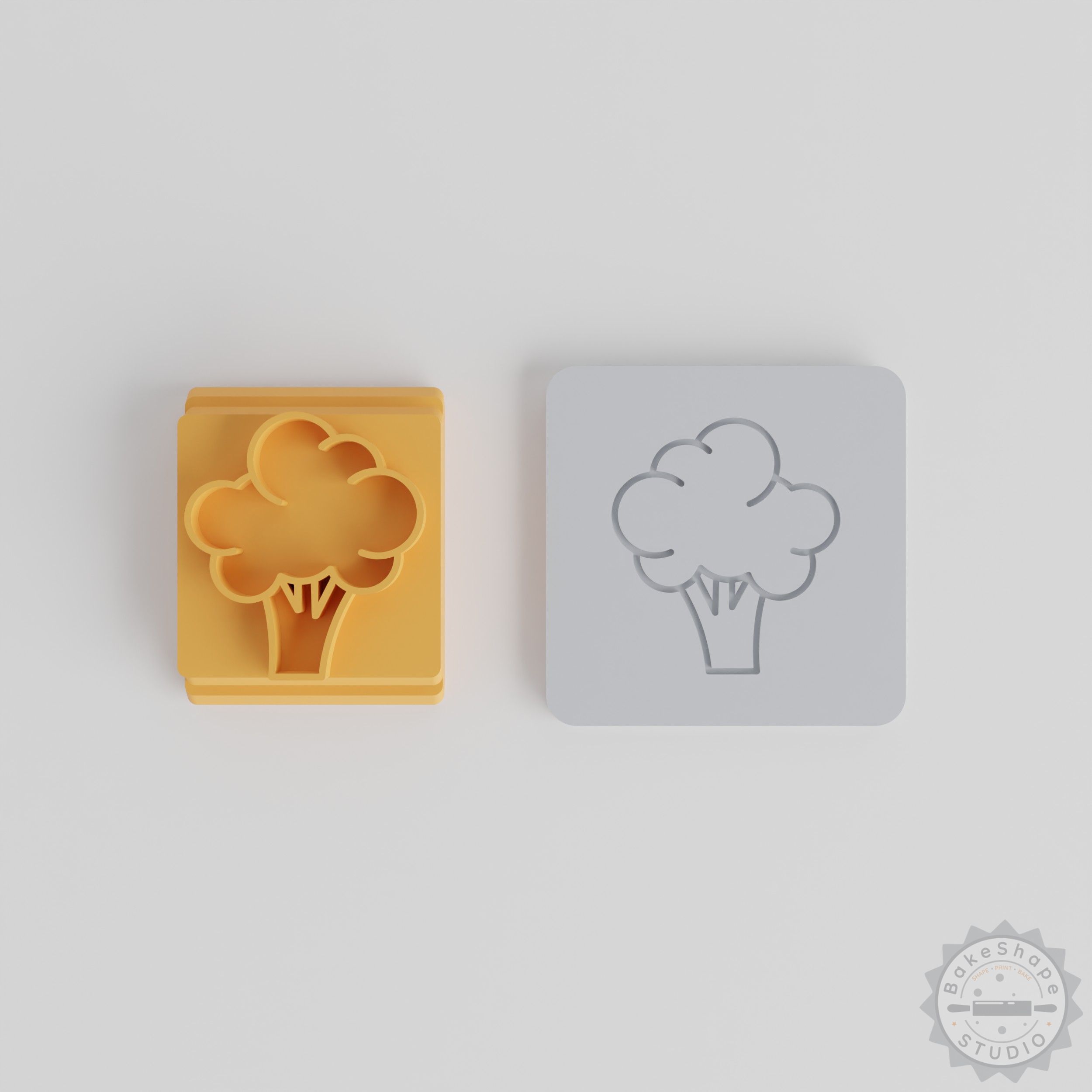 Broccoli Stamp Tile Set, 5 Peice, Multiple Sizes, Perfect for Clay, Cookies, Fondant