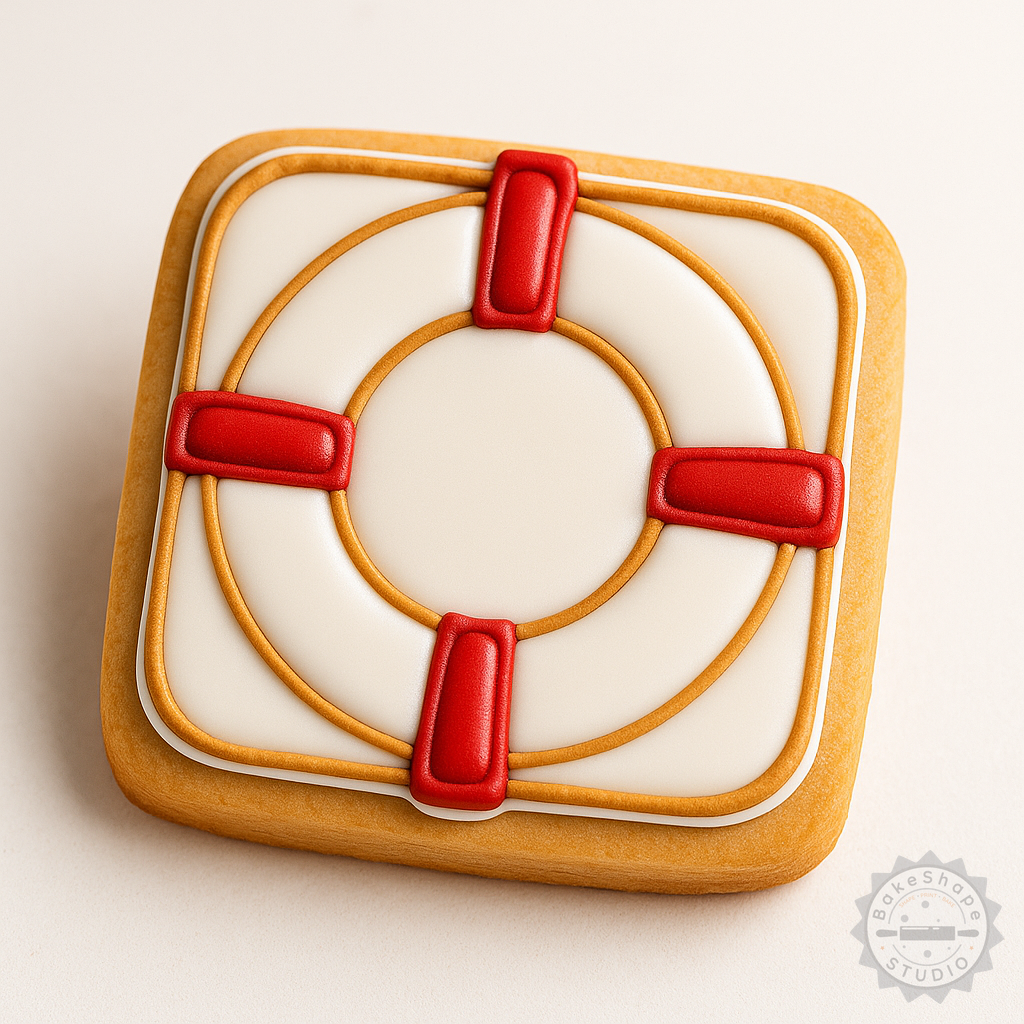 Decorated example 1 of Help Ring Cutter & Stamp Set, S/M/L, 6-Pc Cookie Fondant Shape Cutter Kit