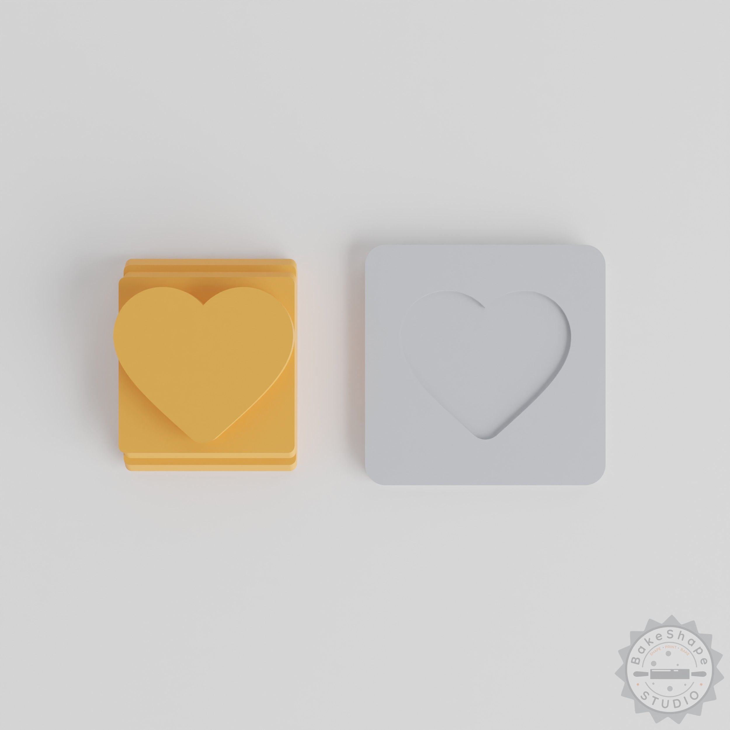 Heart Stamp Tile Set for Clay, Cookies, Fondant, 5 Sizes (20-40mm)