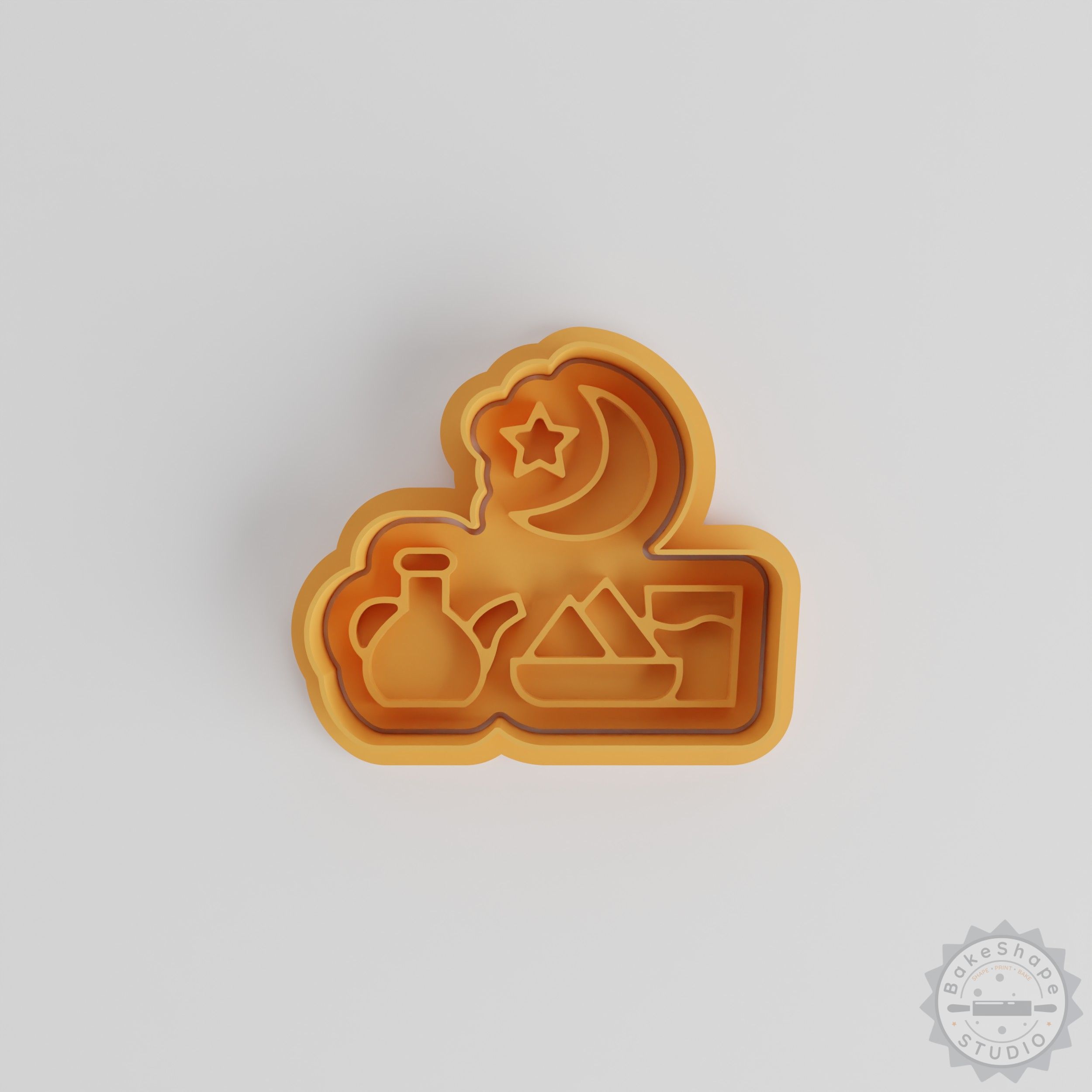 Iftar shape cookie cutter and stamp set STL for 3D printing Ramadan-themed baking tools