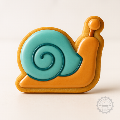 Decorated example 1 of Snail Shape Cutter and Stamp Set for Cookies and Fondant, 6-Piece Set with S/M/L Sizes