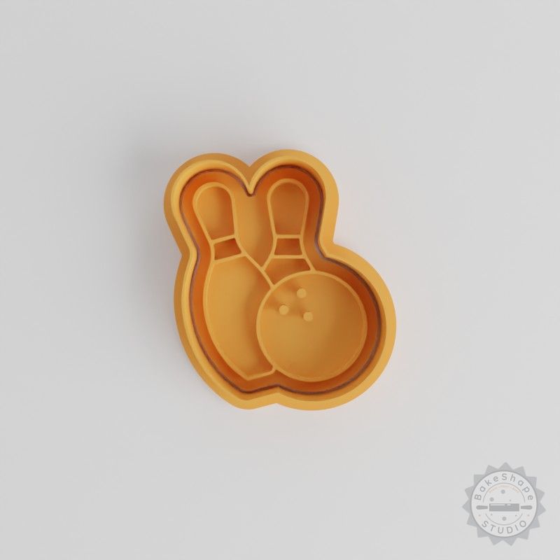 Bowling Shape Cutter and Stamp Set, Cookie Fondant Cutters, 6-Piece Bowling Ball and Pin Design