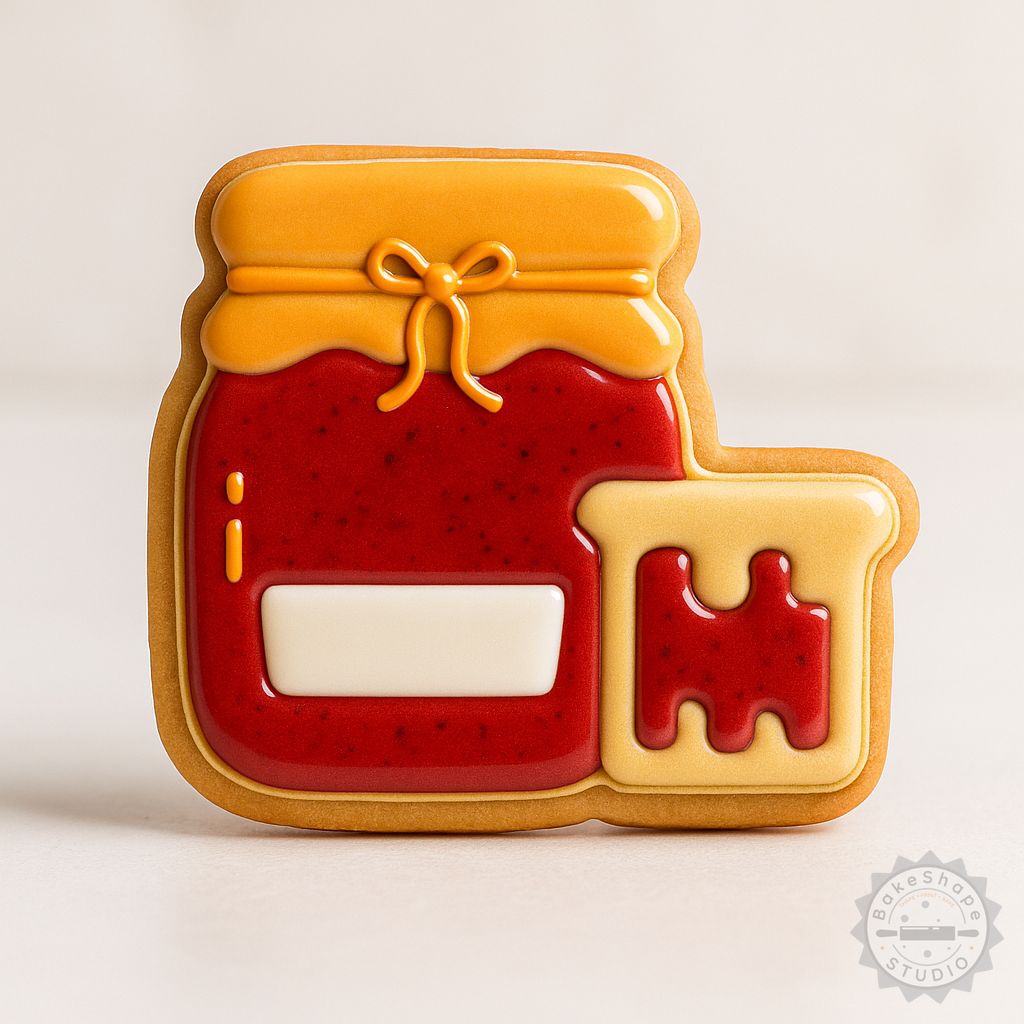 Jam cookie and fondant shape cutter set with 6-piece preserves stamp STL for 3D printing