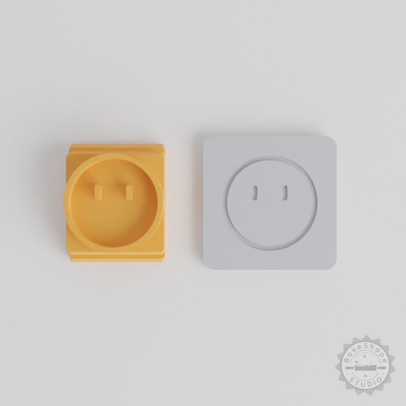 No Mouth Stamp Tile Set, 5 Sizes, Perfect for Clay, Cookies, Fondant, Expressionless Emoji Design