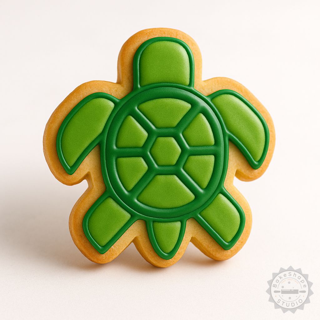 Turtle shape cookie cutter and stamp set STL for 3D printing with three size options