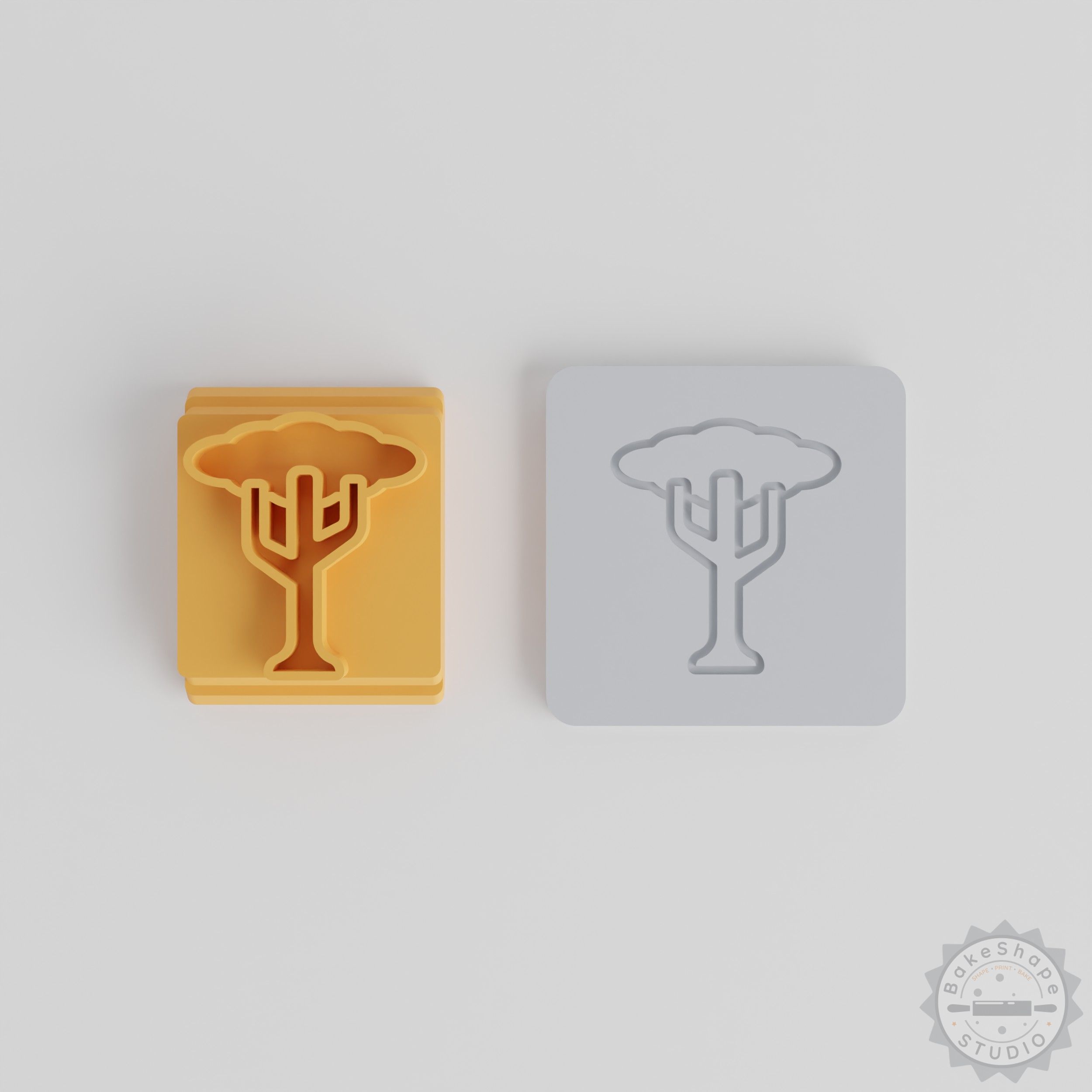 Tall Tree Stamp Tile Set, Perfect for Clay, Cookies, Fondant, 5 Sizes, Gardening Motif