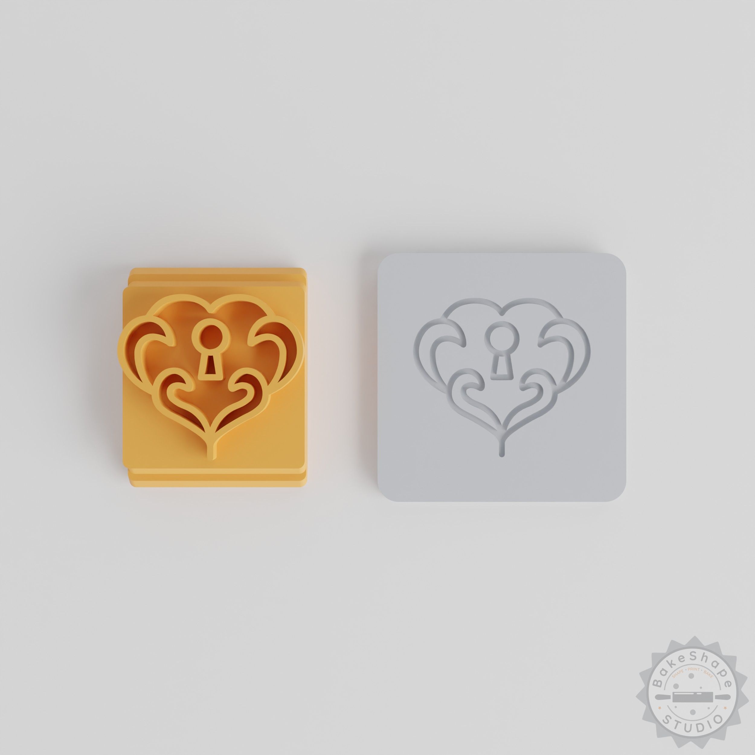Locked Heart Stamp Tile Set, 5 Sizes for Clay, Cookies, Fondant, Crafts