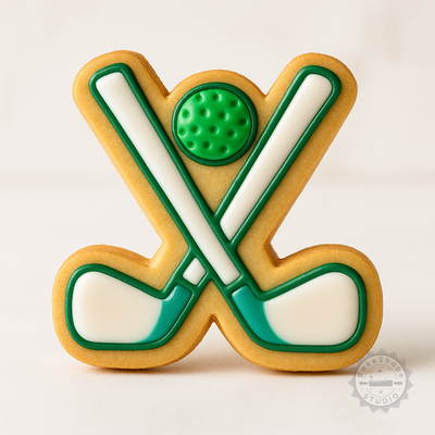 Decorated example 1 of Golf Cookie Cutter and Stamp Set, 6-Piece, S/M/L Sizes, Perfect for Fondant