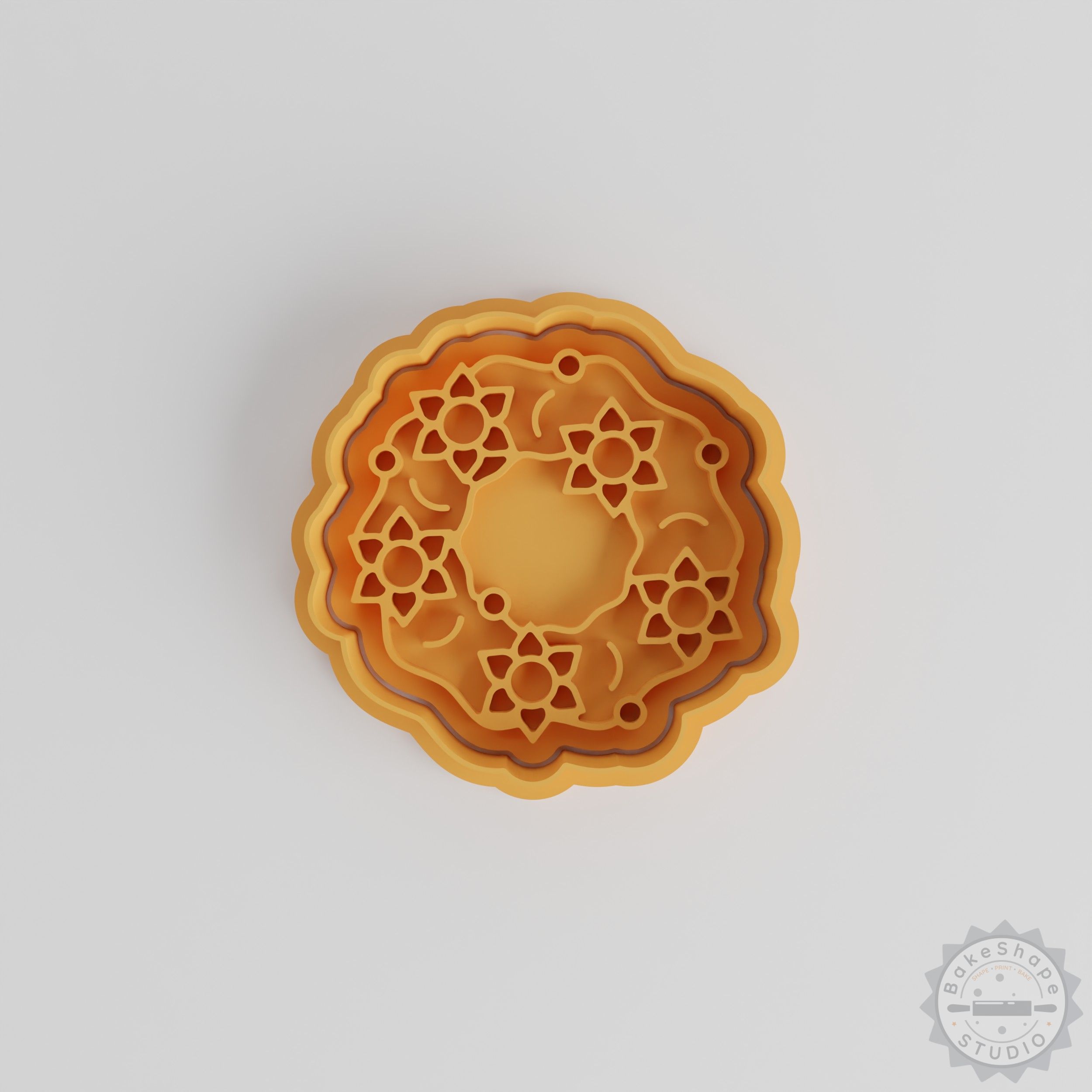 Wreath Shape Cutter and Stamp Set, 6-Piece, Holiday Ring Cookie Mold, Festive Fondant Tool, Small Medium Large