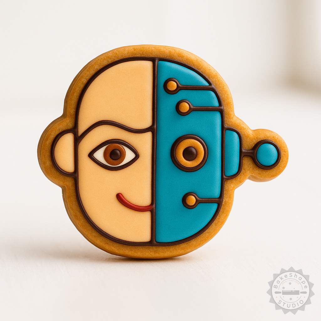 Decorated example 1 of Human Robot Shape Cutter & Stamp Set, 6-Piece Cookie & Fondant Baking Molds