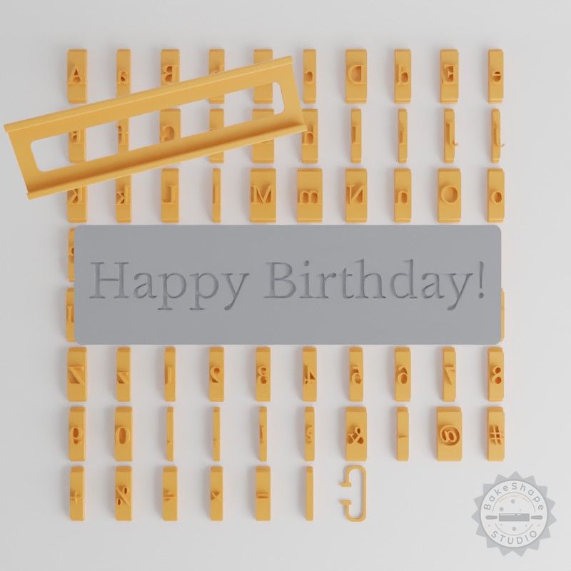 Libre Baskerville 1/2" Font Tile Set, 80-Piece Crafting Tool for Clay, Cookies, Fondant