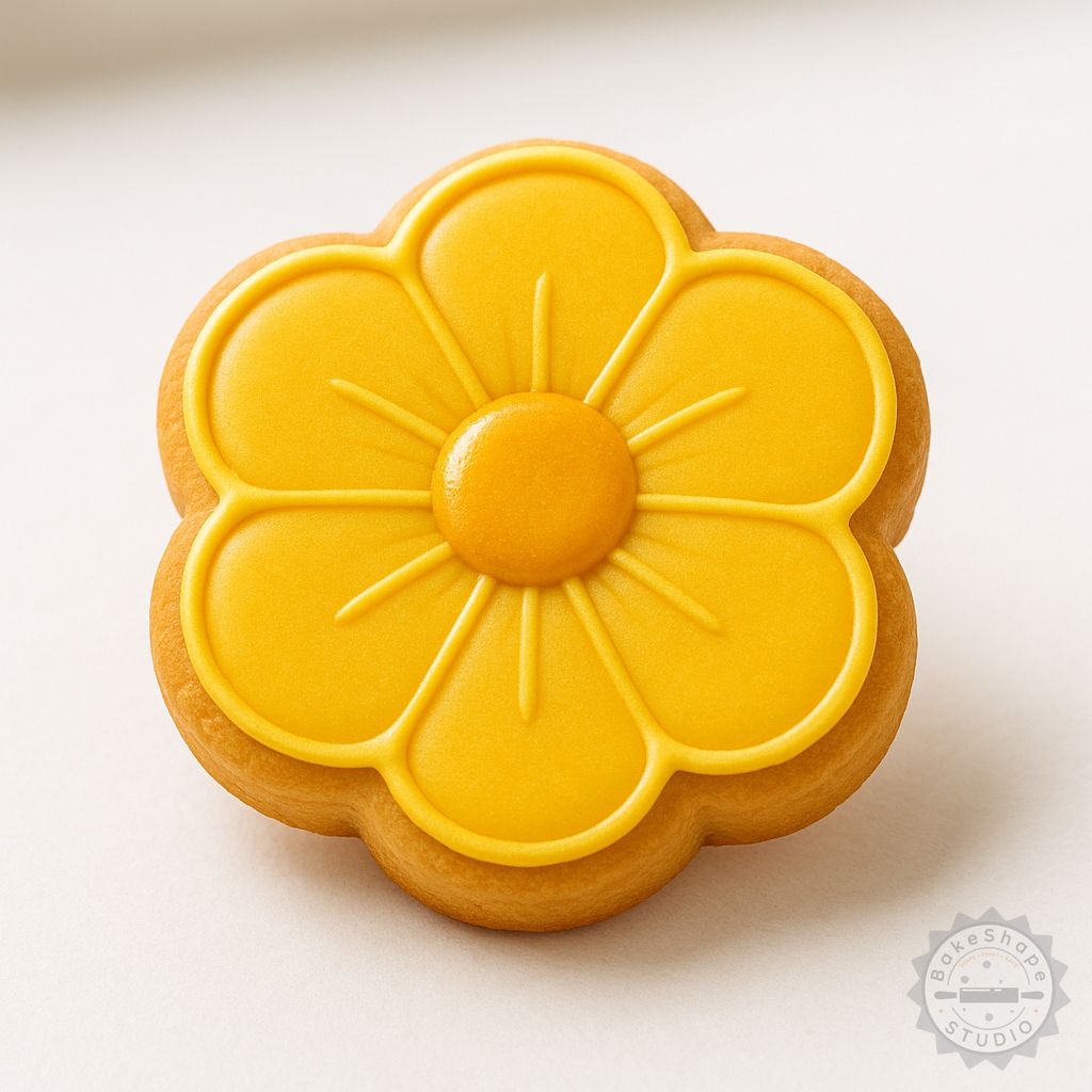 Buttercup flower cookie cutter and stamp set STL for 3D printing in small, medium, and large sizes