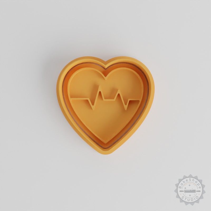 Heartbeat Shape Cutter Stamp Set, Versatile Cookie Fondant Tool, 6-Piece, S/M/L Sizes
