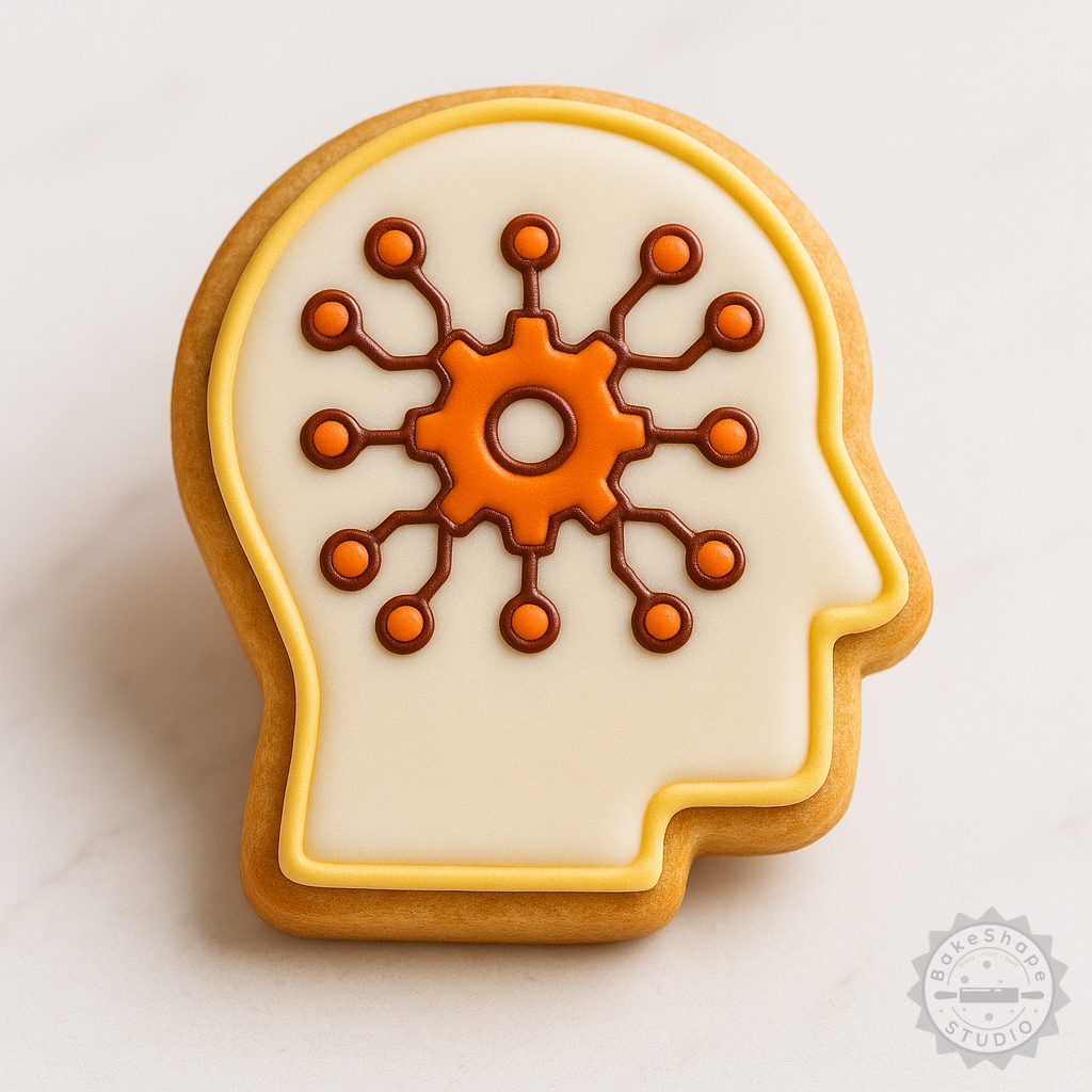 Decorated example 1 of Cybernetic Shape Cutter and Stamp Set, Brain Design, 3 Sizes, Perfect for Cookies and Fondant