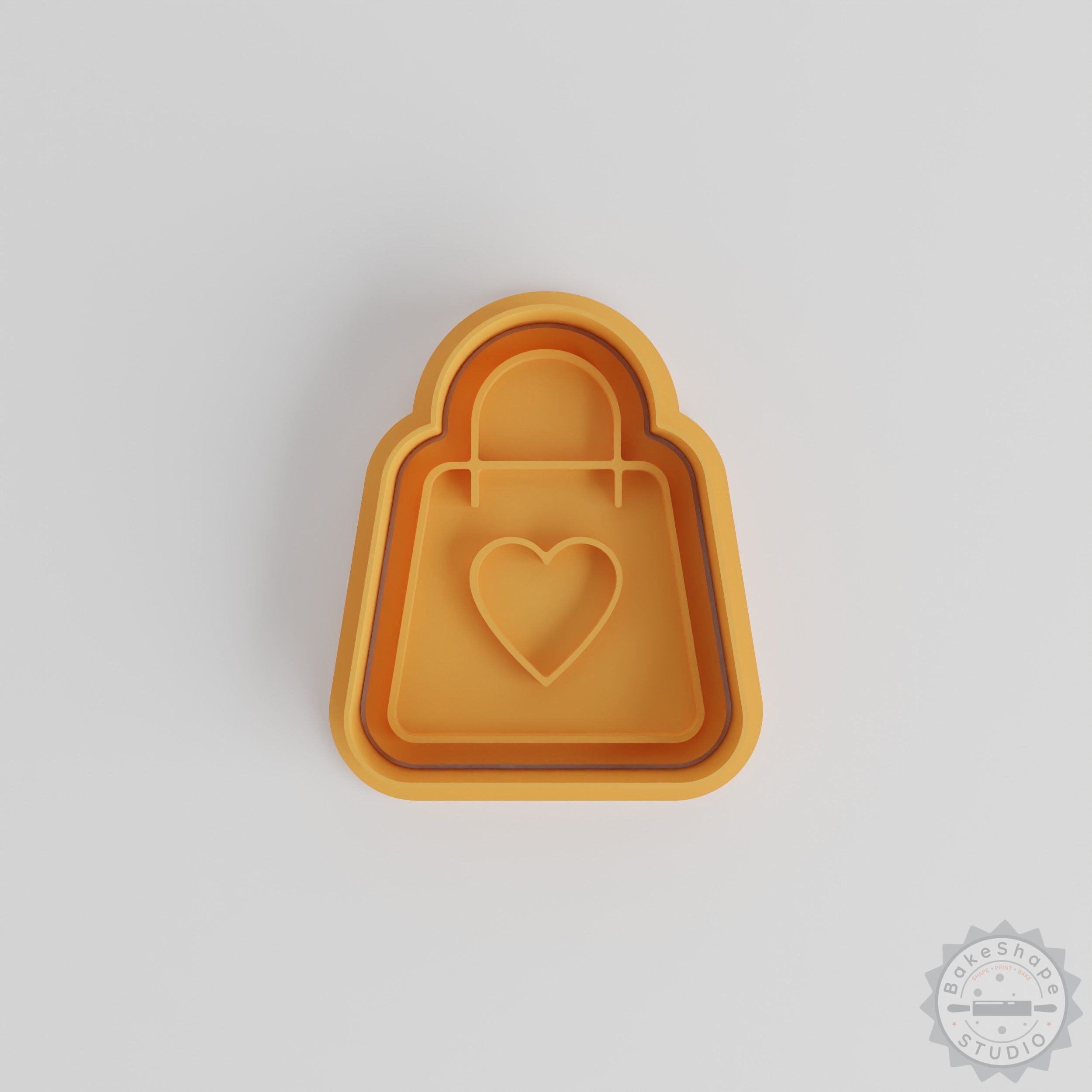 Shopping Bag Cookie Cutter Set, Heart Valentine Tote Shape Cutter, Fondant Stamp, 3 Sizes, 6 Pieces