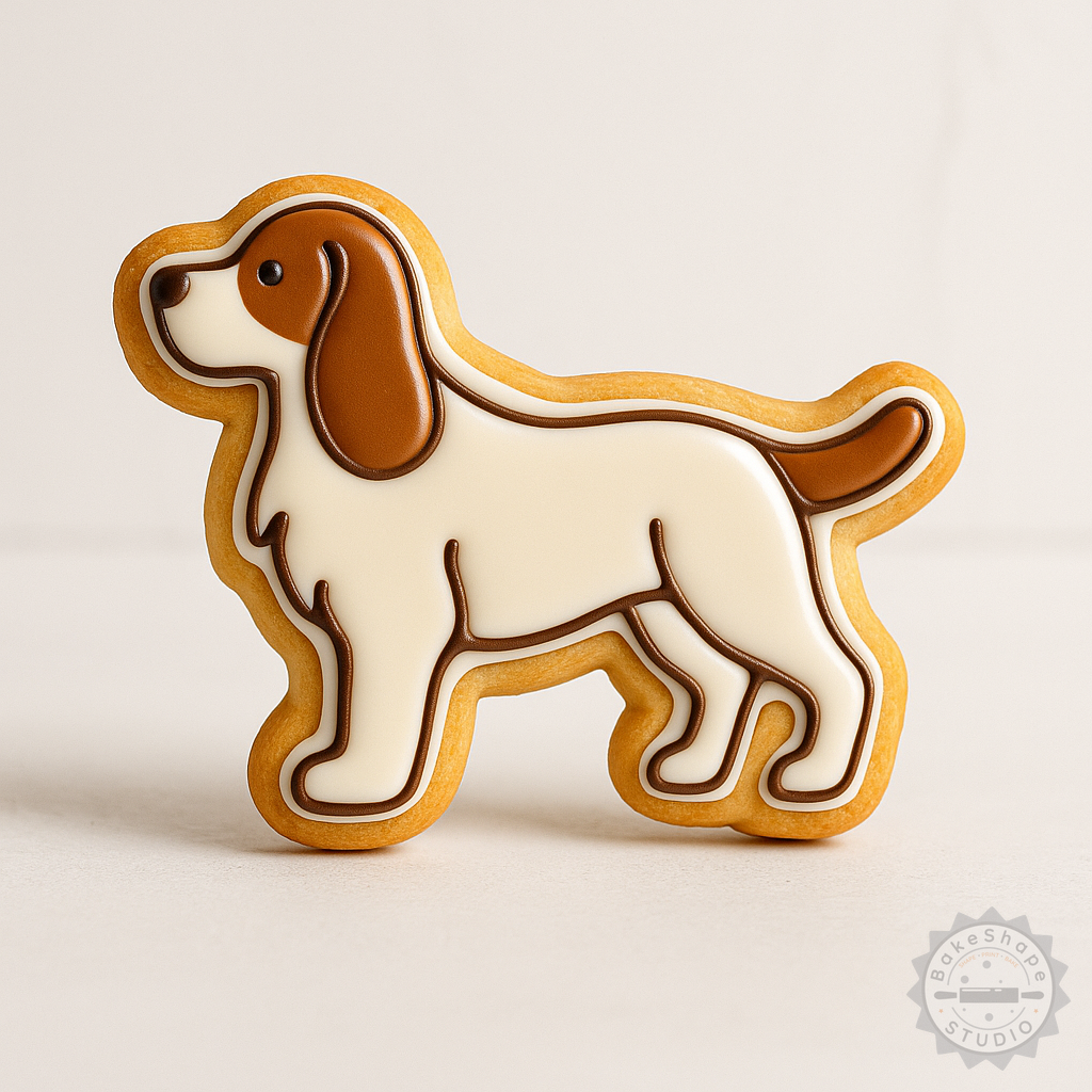 Decorated example 1 of English Springer Cookie Cutter & Stamp Set, 6-Piece Pet Dog Shape Tools, S/M/L Size