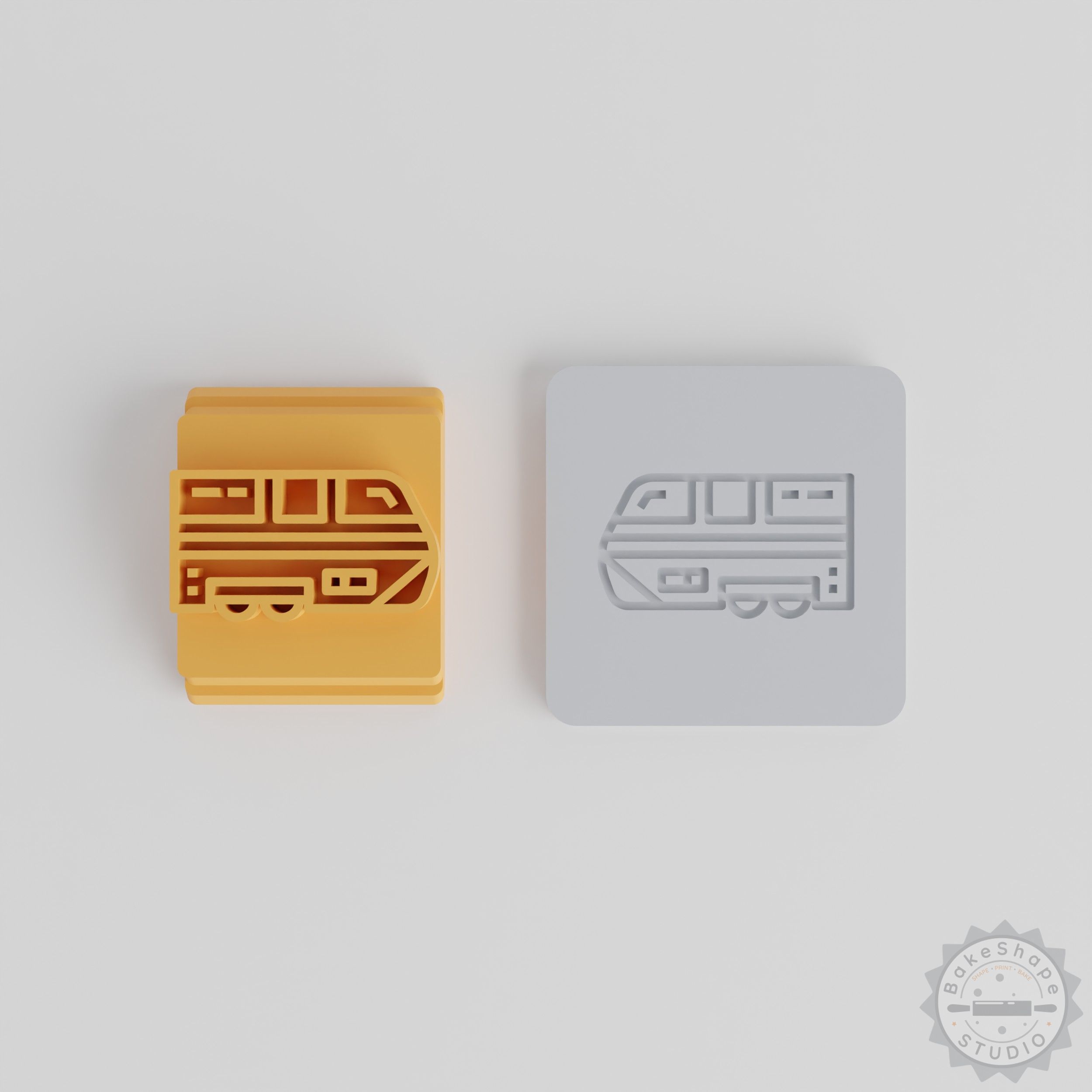 Train stamp tile set STL for clay and craft with five motif sizes from 20 to 40 mm