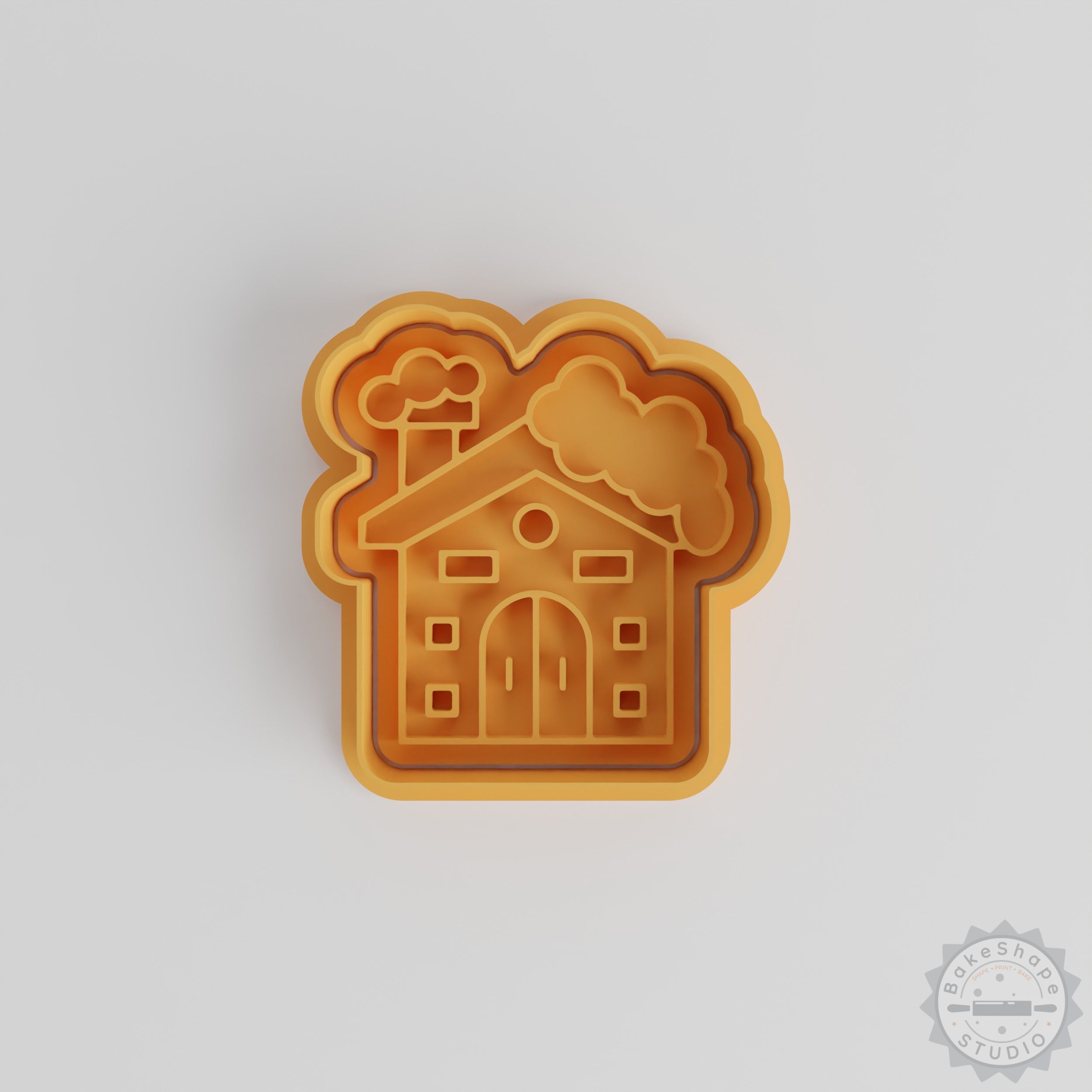 Cabin Shape Cutter & Stamp Set, Perfect for Cookies & Fondant, Holiday Home Design, 6-Piece Size S/M/L Bundle