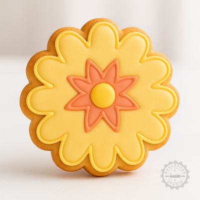 Decorated example 1 of Daisy Flower Shape Cutter and Stamp Set, Perfect for Cookies and Fondant, 6-Piece, S/M/L Sizes