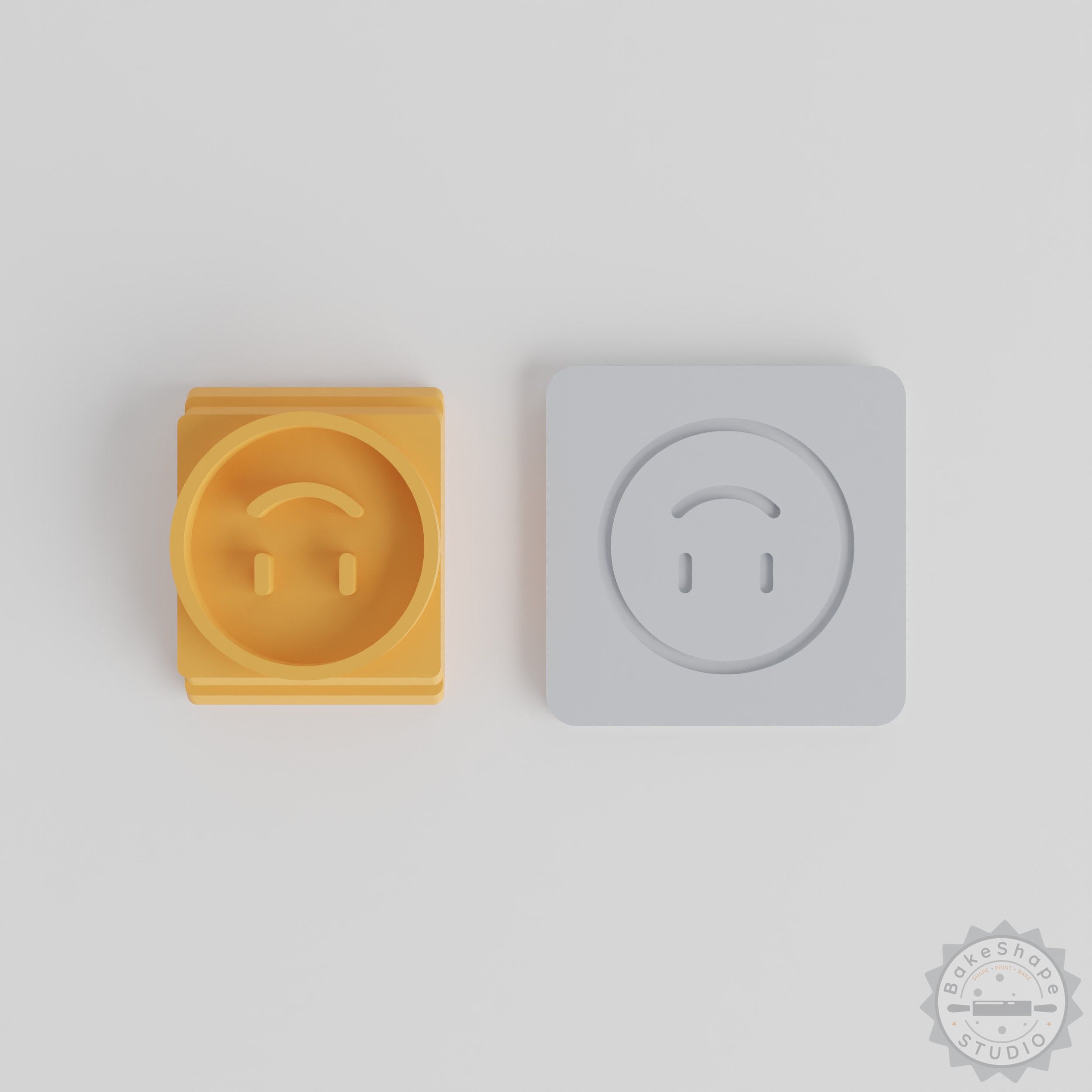 Upside Down Stamp Tile Set, 5 Sizes for Clay, Cookies, Fondant in Inverted Smile and Emoji Designs