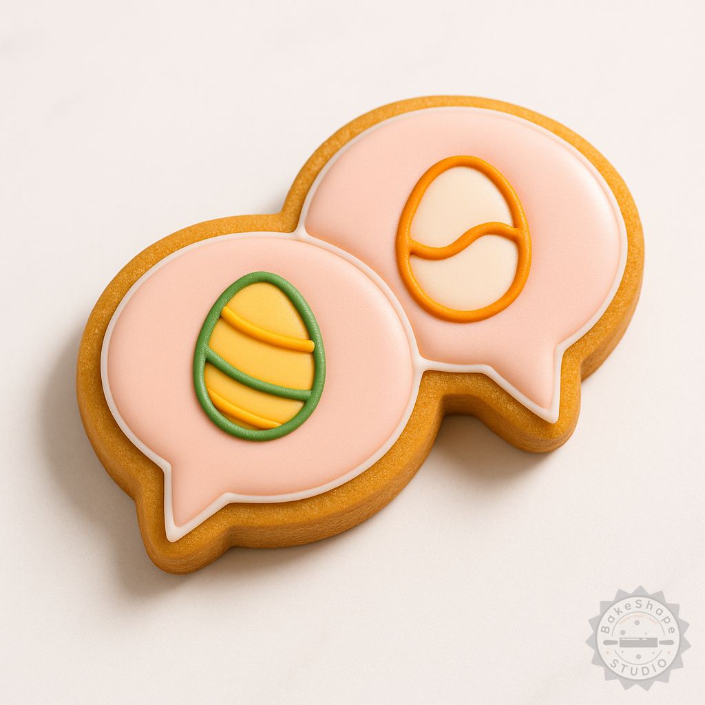 Chat bubble cookie cutter and stamp set with small, medium, and large sizes STL for 3D printing