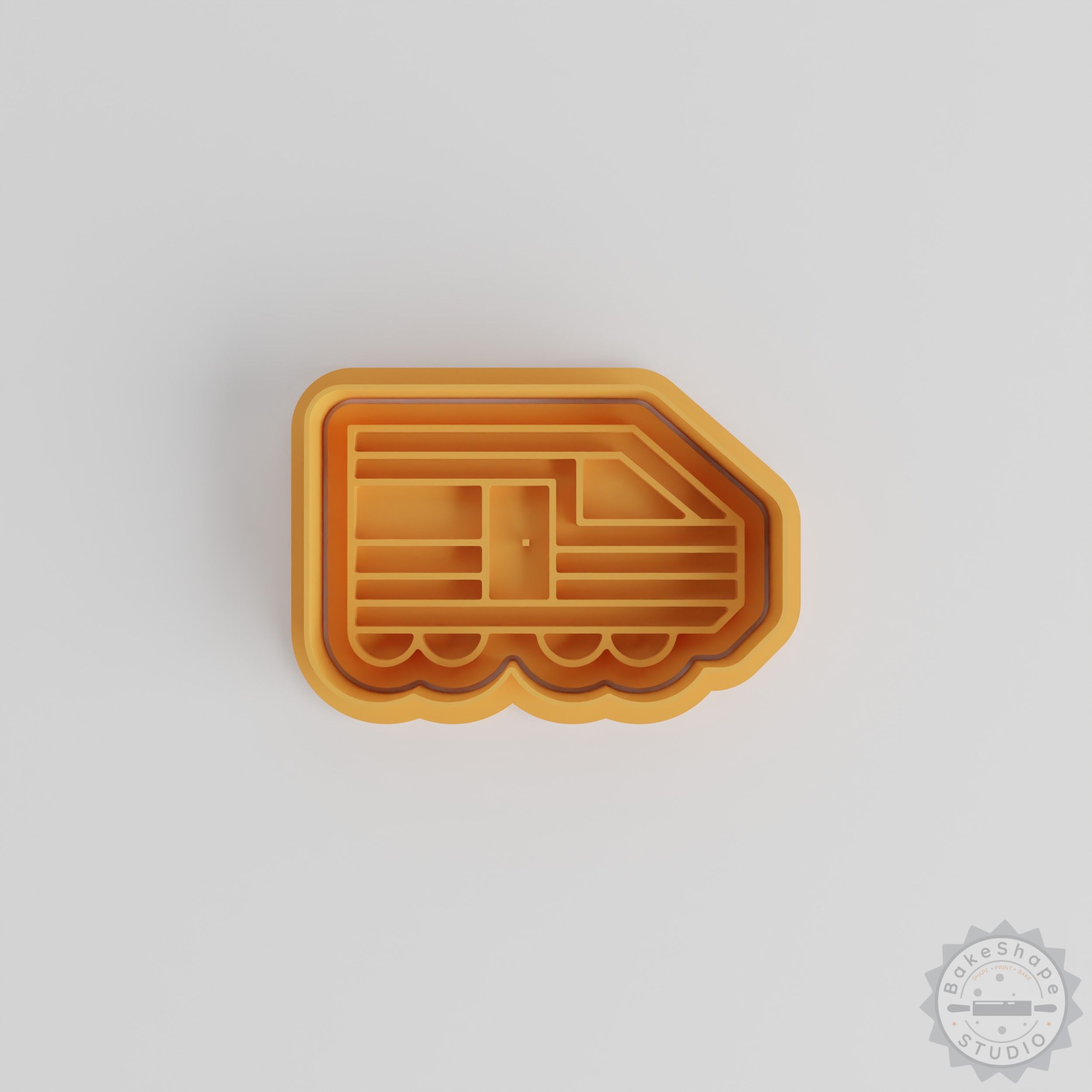 Train shape cutter and stamp set STL for 3D printing detailed cookies and fondant decorations