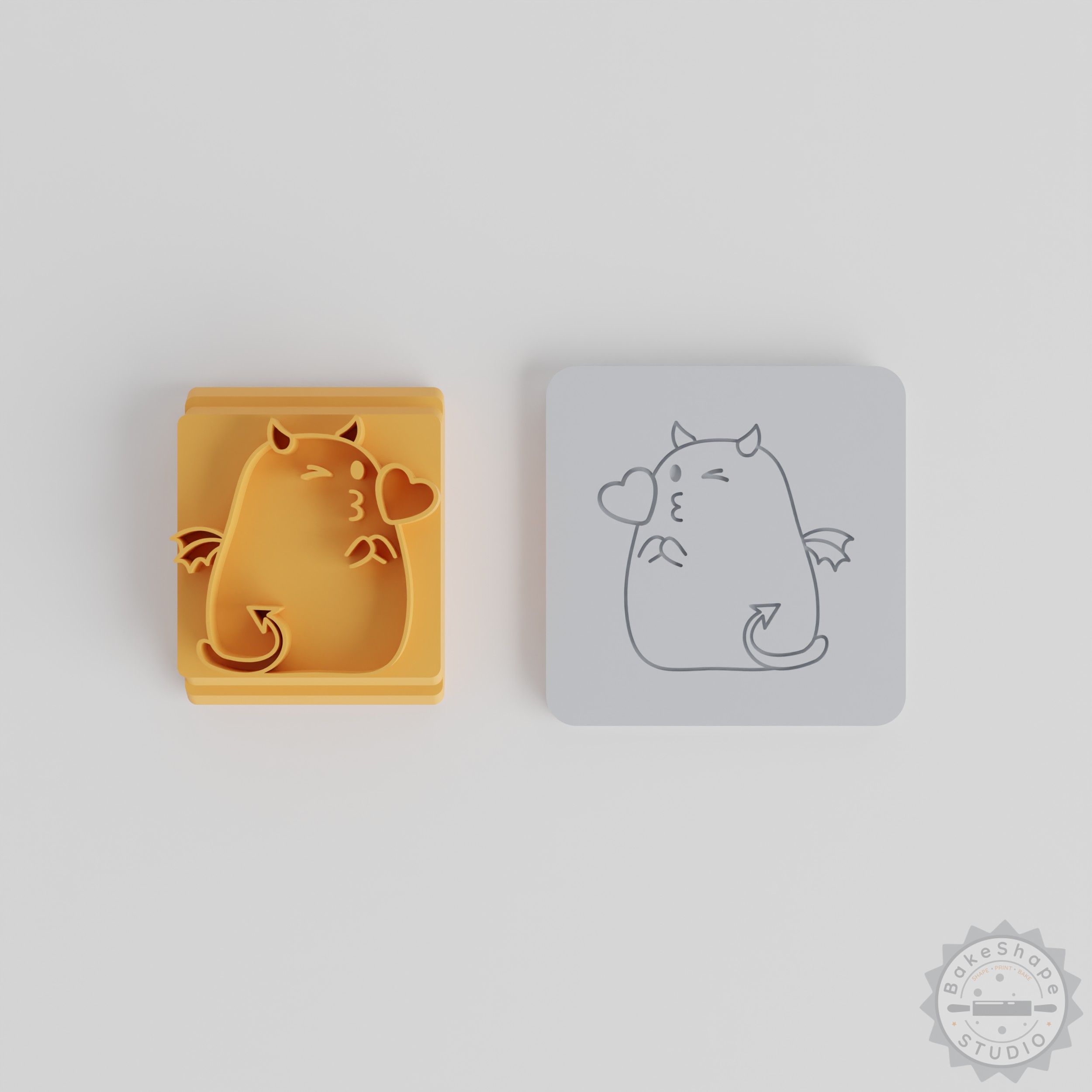 Kissing Heart Stamp Tile Set, 5 Sizes for Clay, Cookies, Fondant, Love Wink Design