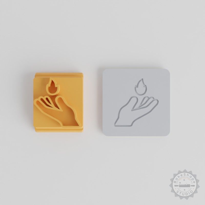 Magic Stamp Tile Set for Clay and Cookies, 5 Sizes, Fire Sorcery Witchcraft Designs