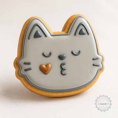 Decorated example 1 of Kiss Shape Cutter and Stamp Set, Perfect for Cookies or Fondant, Includes S/M/L Sizes, Romantic Design