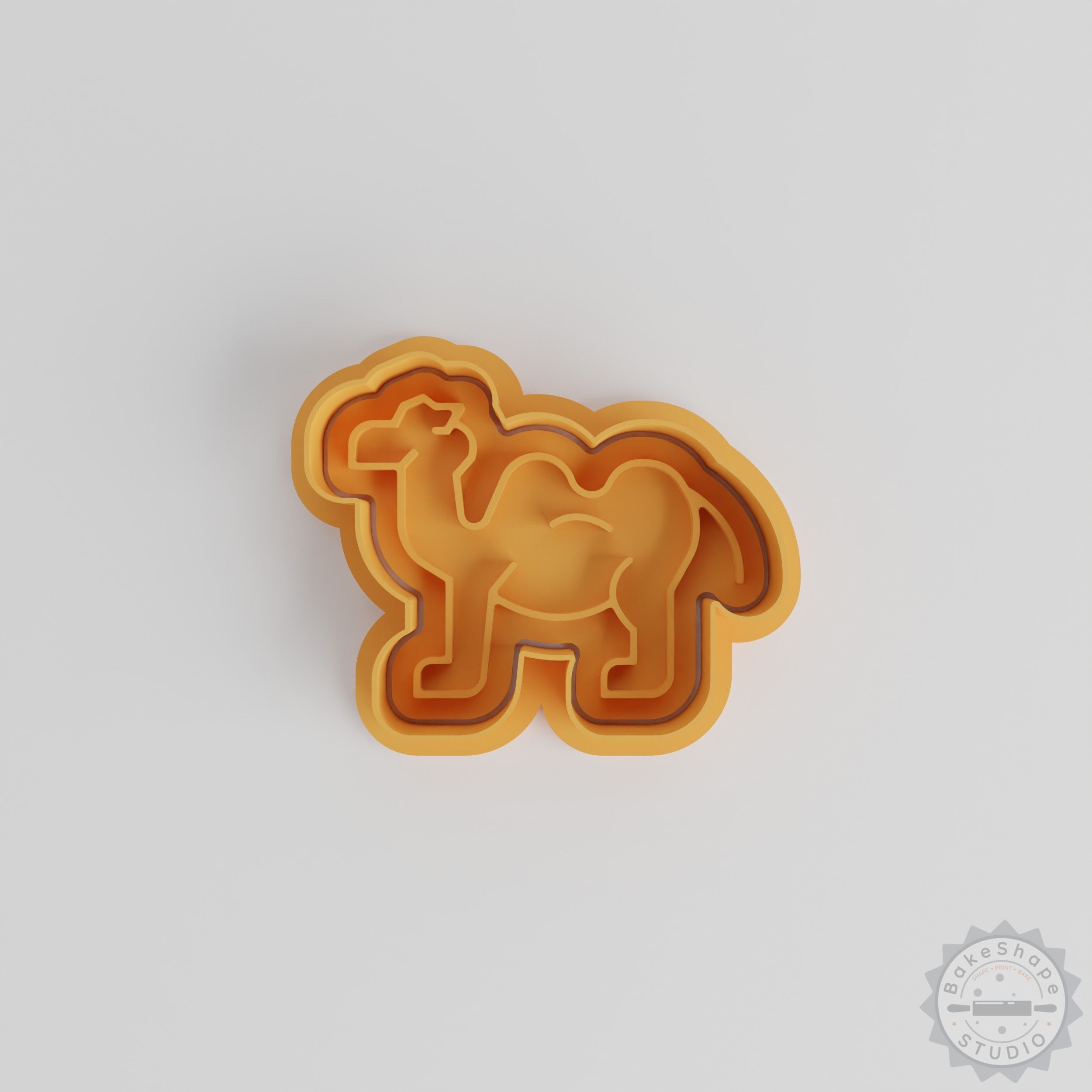 Camel shape cookie cutter and stamp set STL for 3D printing with small, medium, and large sizes