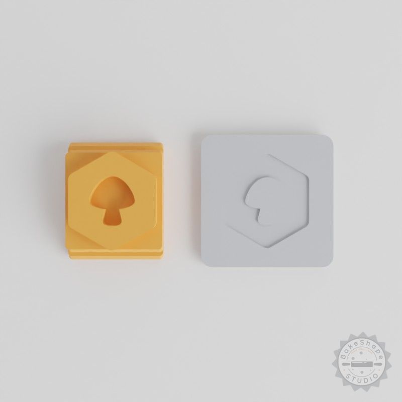 Alpha Mushroom Stamp Tile Set for Clay & Cookies, 5 Motif Sizes 20-40mm, Perfect for Soft Materials