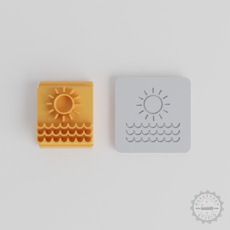 Beach Vacation Stamp Tile Set, 5 Piece, Perfect for Clay, Cookies, Fondant, Travel Motifs