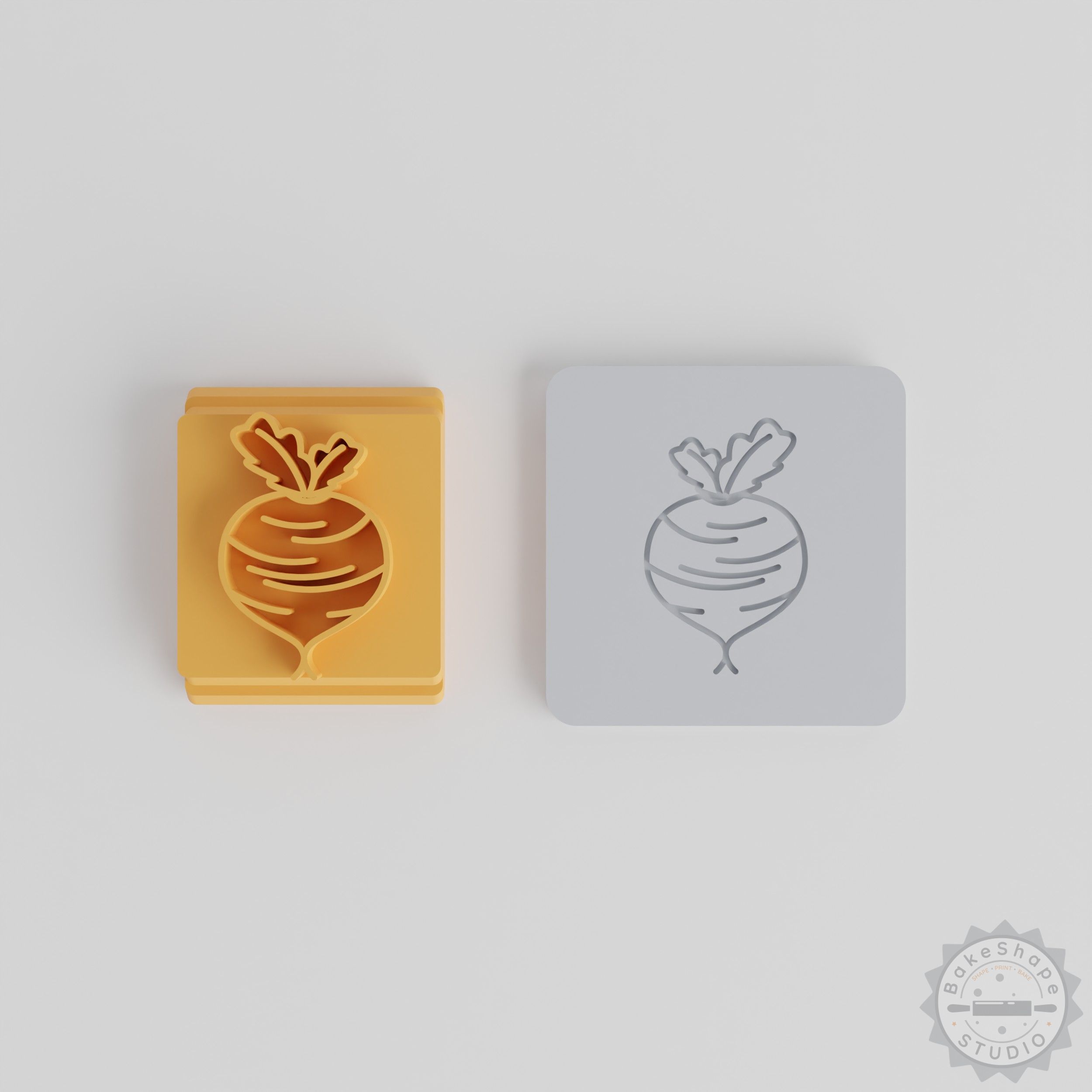 Beetroot Stamp Tile Set for Clay, Cookies & Fondant, 5 Motif Sizes, Organic Root Vegetable Design