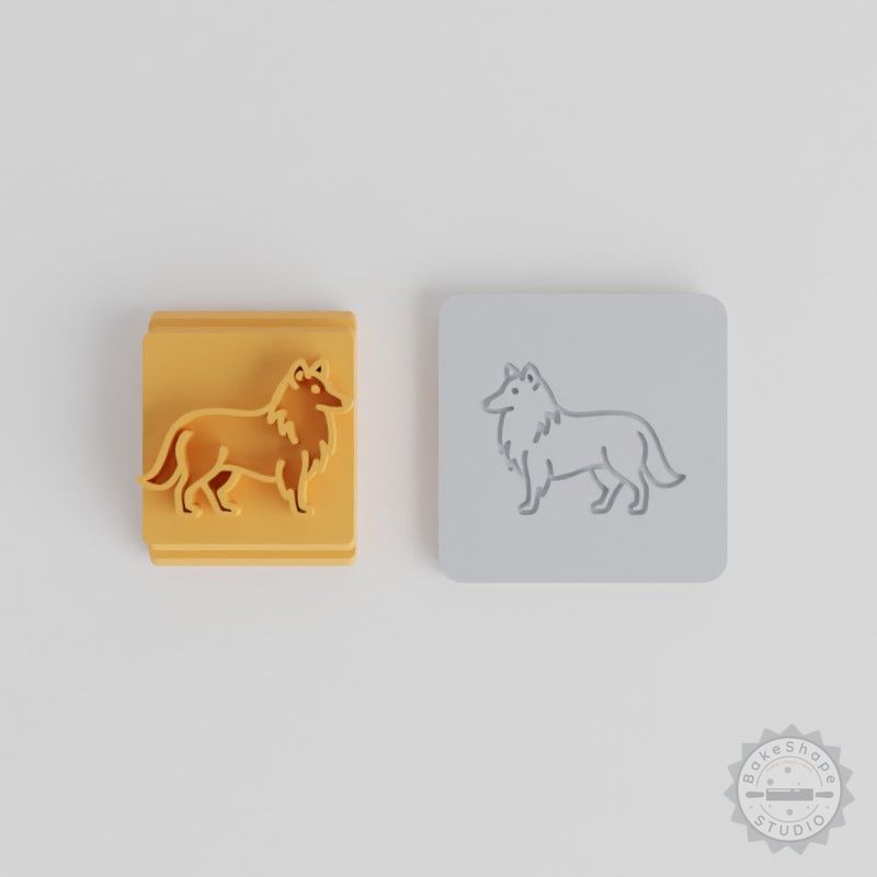 Shetland Sheepdog Stamp Tile Set, 5 Sizes for Clay, Cookies, Fondant - Sheltie, Sheepdog Design