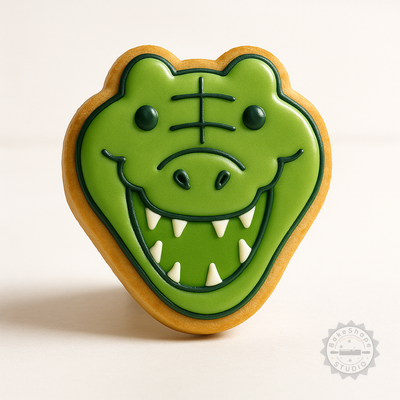 Decorated example 1 of Crocodile Shape Cutter and Stamp Set, 6-Piece, S/M/L Sizes, Perfect for Cookies and Fondant