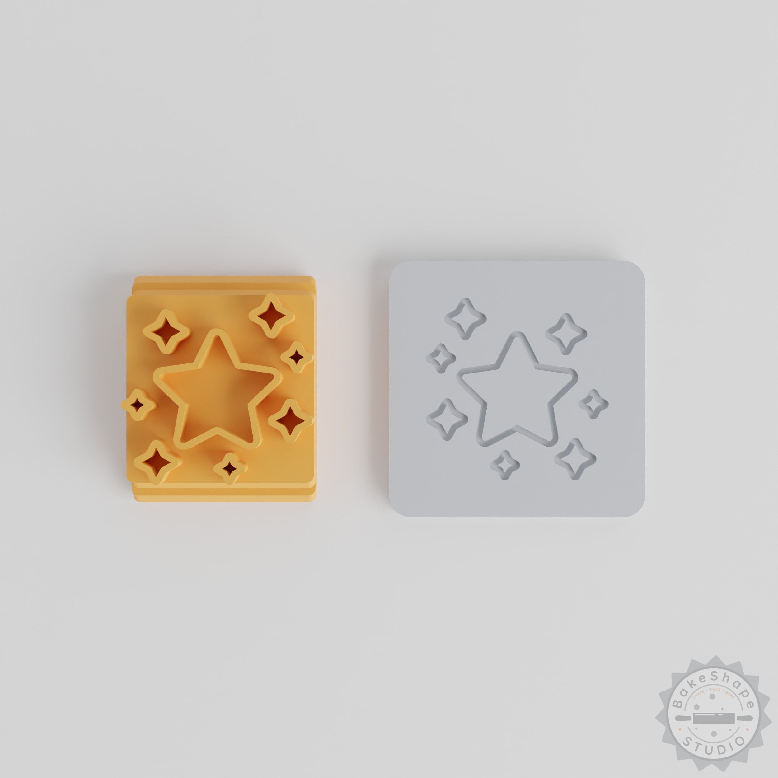 Star Stamp Tile Set, 5-Piece, Clay Cookie Fondant Tool, 20-40 mm Motif Sizes