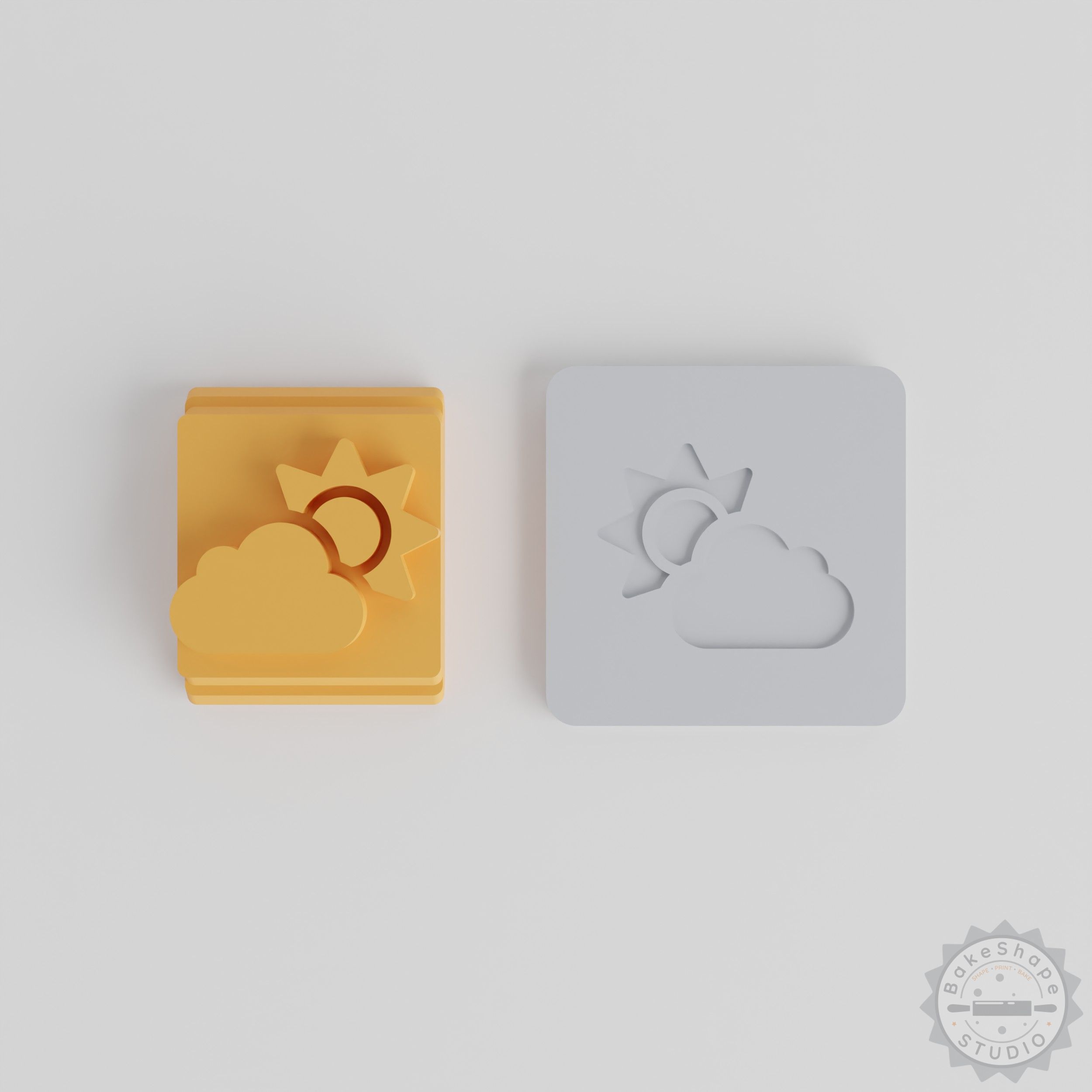 Cloud Sun Stamp Tile Set, 5 Motif Sizes for Clay, Cookies, Fondant
