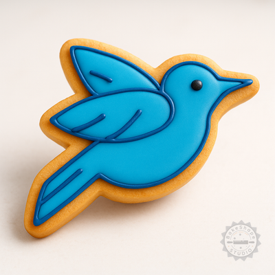 Decorated example 1 of Bluebird Cookie Cutter and Stamp Set, 6 Pieces, S/M/L Sizes, Perfect for Fondant, Animal Design