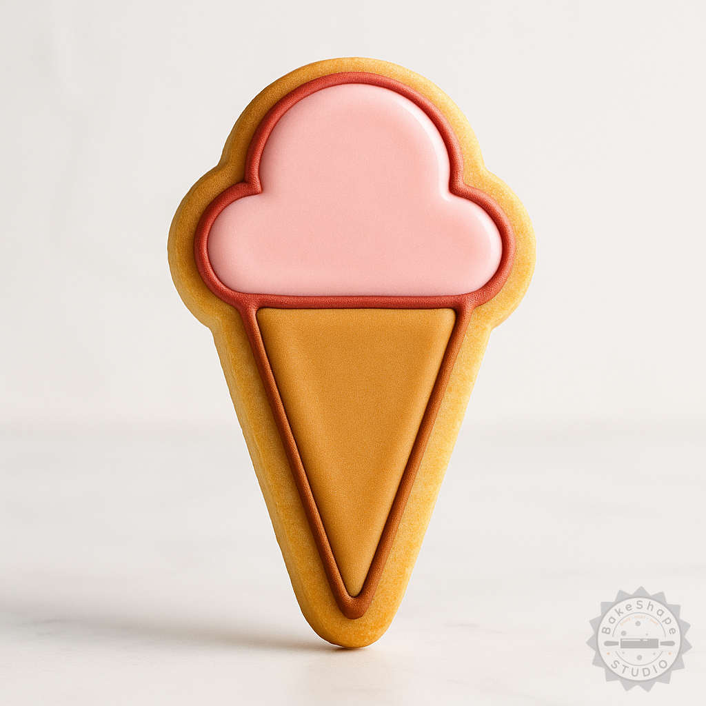 Decorated example 1 of Ice Cream Cone Cookie Cutter Set, 6 Pieces, 3 Sizes, Perfect for Cookies & Fondant