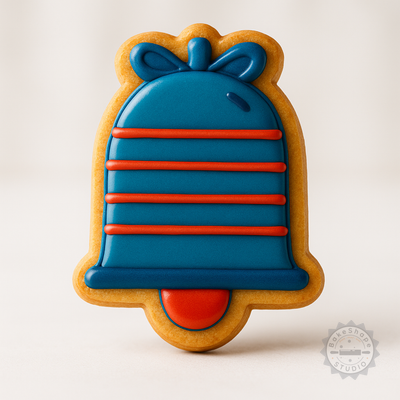 Decorated example 1 of Bell Shape Cookie Cutter and Stamp Set, 3 Sizes, Perfect for Fondant and Baking