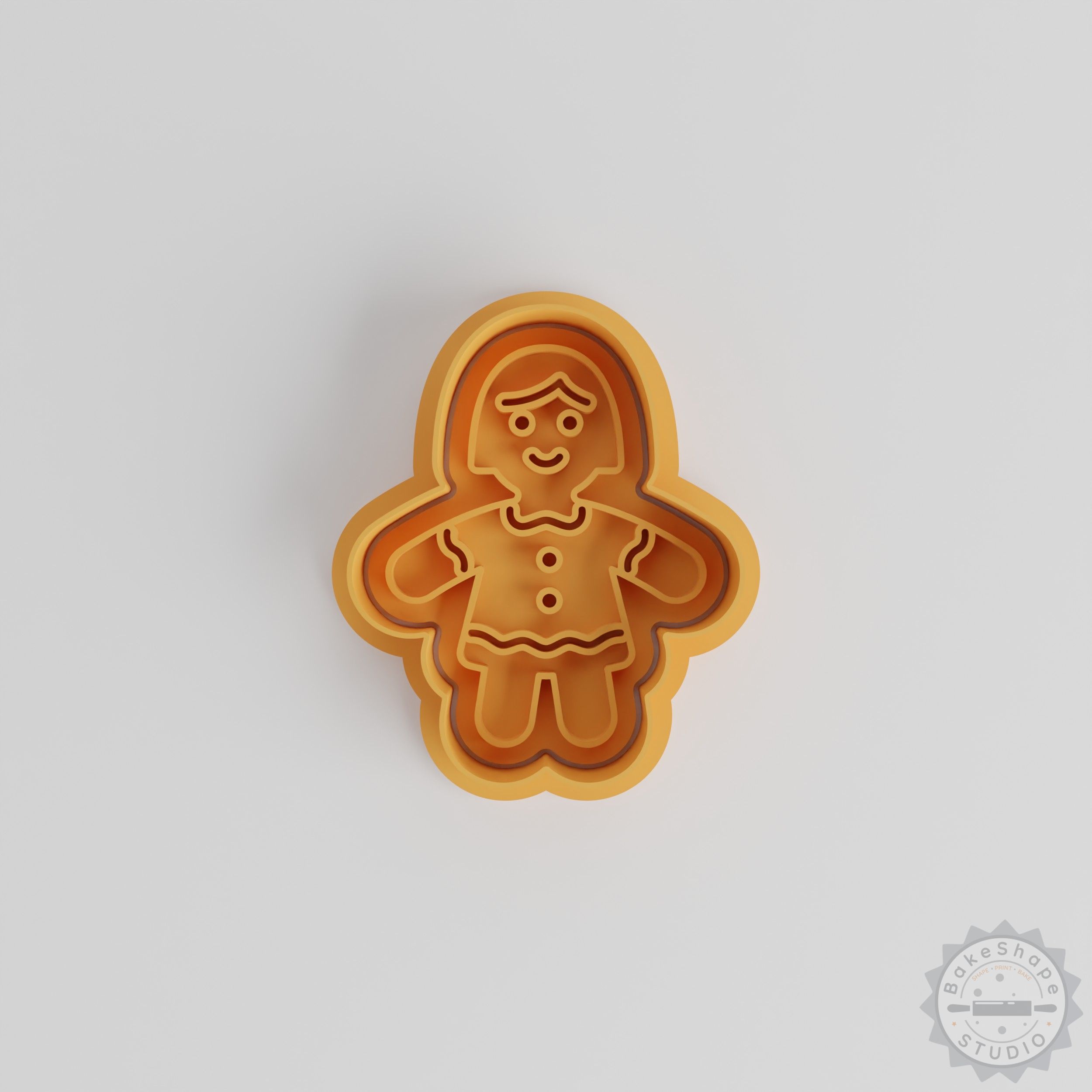 Gingerbread Girl Cookie Cutter and Stamp Set, 6-Piece, Festive Biscuit Shapes, Christmas Baking