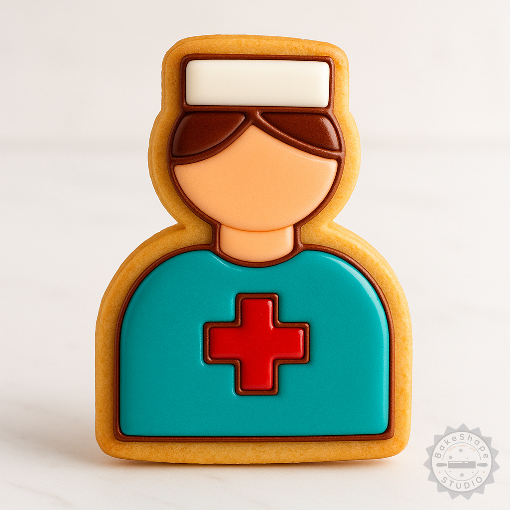 Decorated example 1 of Dental Assistant Shape Cutter and Stamp Set for Cookies and Fondant, 6 Pieces in S/M/L Sizes