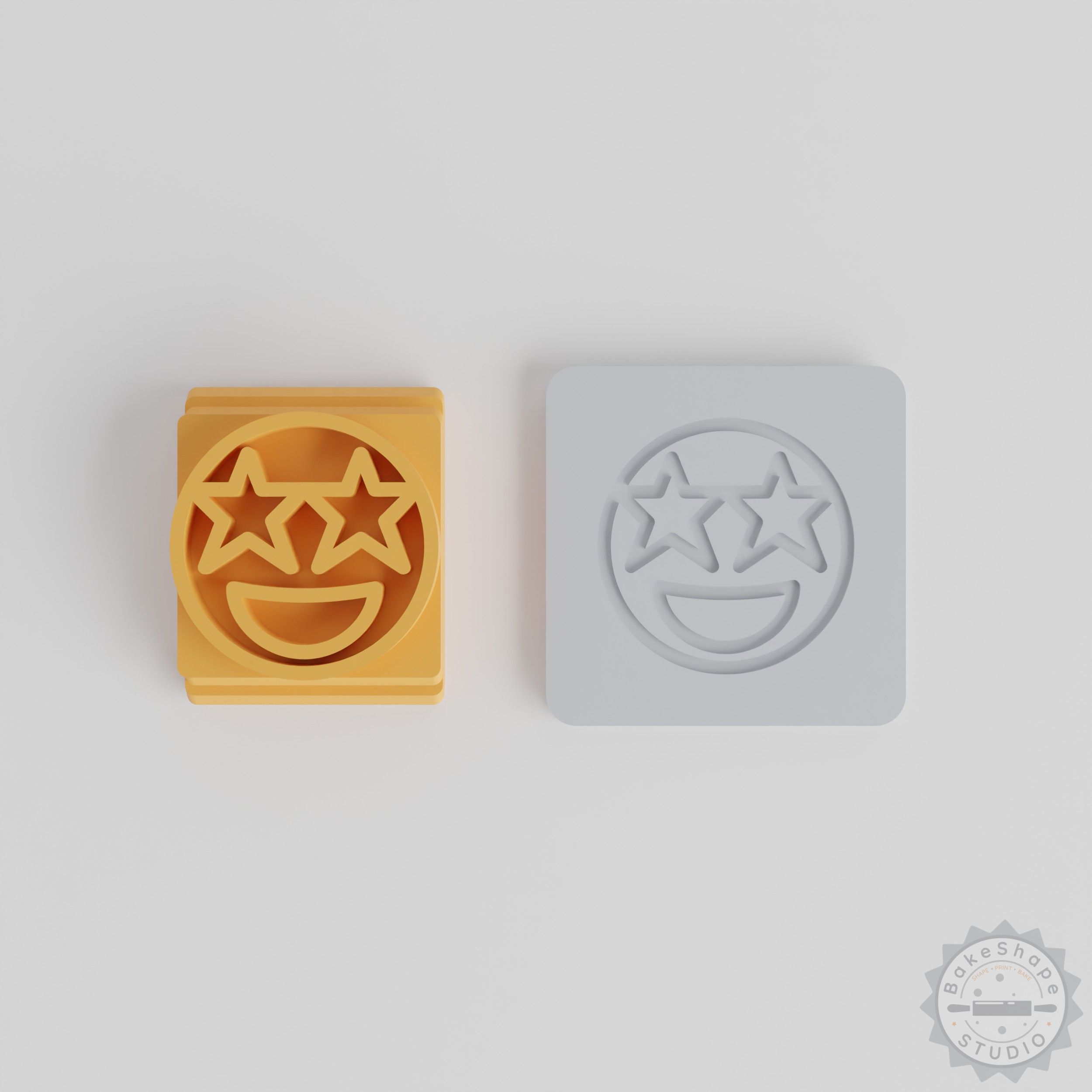 Starstruck Stamp Tile Set, 5 Sizes Motif, Perfect for Clay, Cookies, Fondant, Excited Emoji & Starry Face Designs