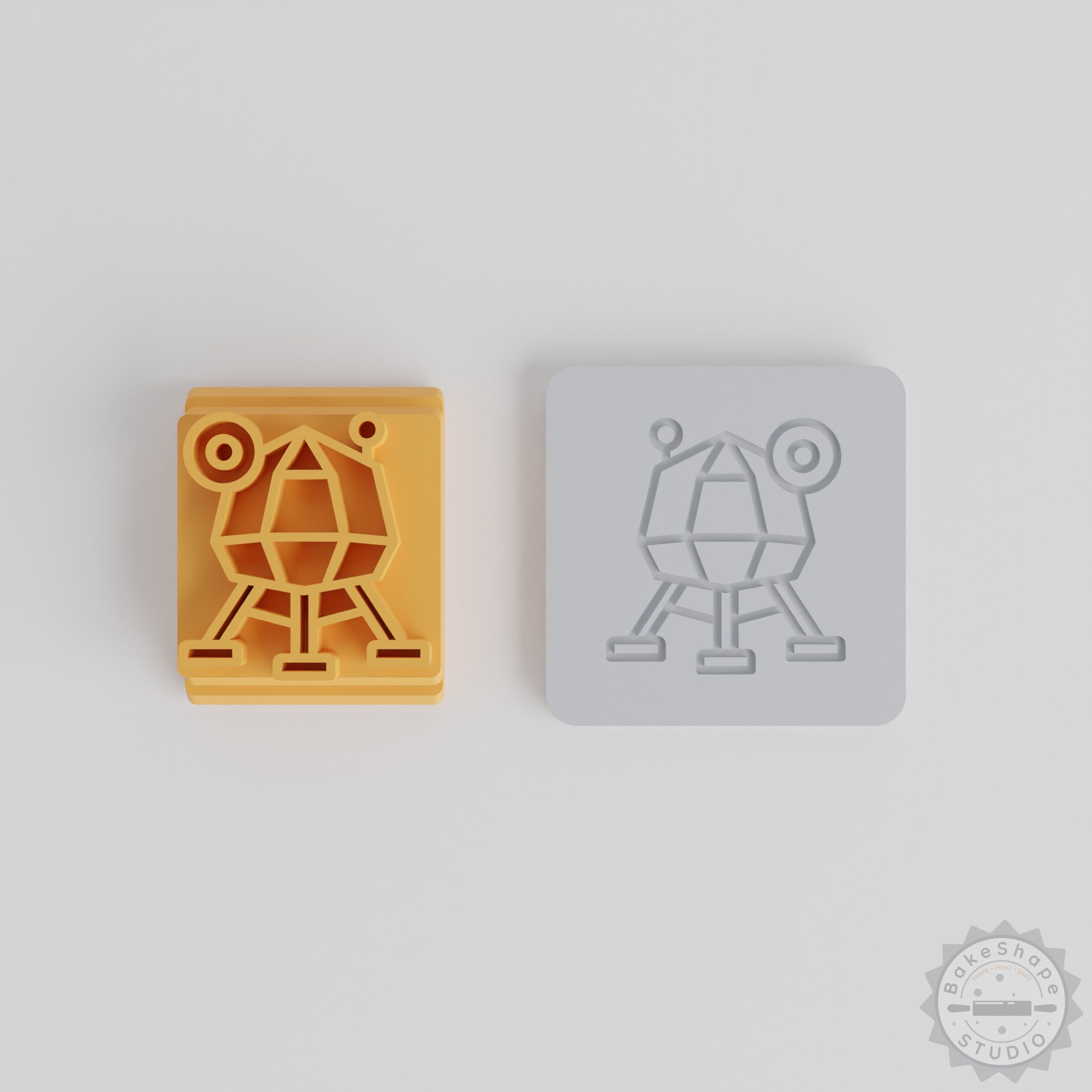 Lunar Module Stamp Tile Set, 5 Sizes for Clay, Cookies, Fondant, Moon Lander Design