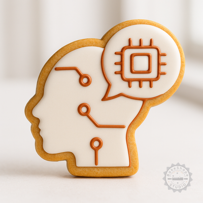 Decorated example 1 of Brain Themed Cookie Cutter & Stamp Set, 6 Pieces, 3 Sizes, Perfect for Cookies or Fondant