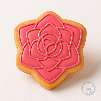Decorated example 1 of Rose Shape Cutter & Stamp Set - Cookie, Fondant Floral Design Tools, 6-Piece, S/M/L Sizes
